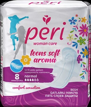 Прокладки гиг. PERI Teens Aroma Normal Soft 8шт. (нежная поверхность) /24/