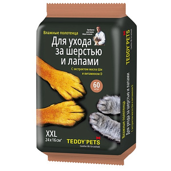 Влажные полотенца 60шт для животных Teddy Pets /10/