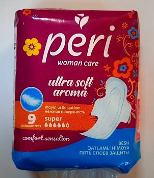 Прокладки гиг. PERI Ultra Aroma Super soft 9шт. (хлопок) /24/