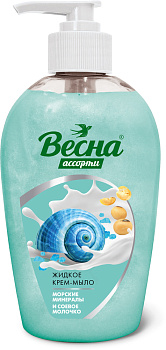 Весна  Жид крем-мыло Ассорти 280г Морские минералы и соевое молочко с доз. /15/5216/