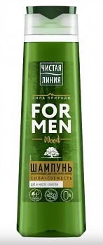 Шампунь для волос ЧИСТАЯ ЛИНИЯ  400мл Муж. Укрепляющий-Сила+Свежесть 3в1 Дуб и масло конопли /12/