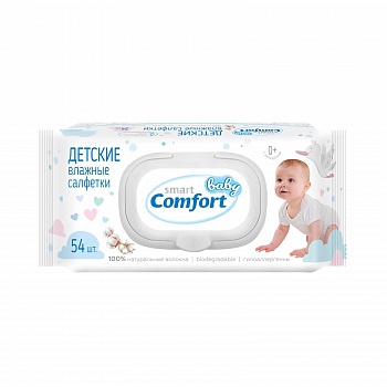 Влажные салфетки  54шт Smart Baby Comfort детские с клапаном //