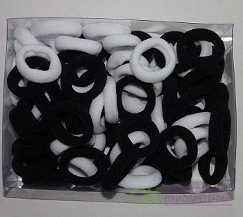 Резинки для волос мелкие черно-белые (цена за уп)