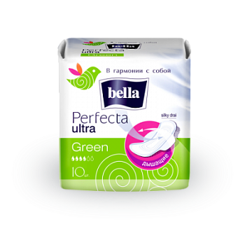 Прокладки гиг. Белла Perfekta ultra Green silky drai 10шт /36/10-Т93/279