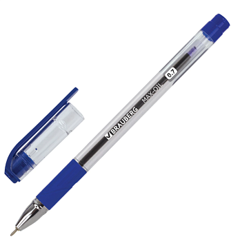 Ручка шариковая BRAUBERG "Max-Oil", масляная, СИНЯЯ, игольч. узел 0,7 мм, линия письма 0,35мм /12/