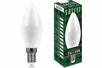 Лампа св/д Saffit свеча С37 E14 7W(560lm) 4000K 4K матовая 100x37  SBA3707 55031