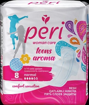 Прокладки гиг. PERI Teens Aroma Normal Soft 8шт. (сетка) /24/