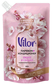 Кондиционер для белья VILOR парфюмированный 900г Вишня и Сандал (дой-пак)/6/