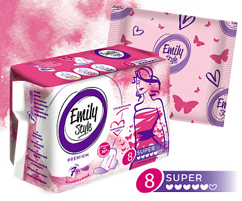 Прокладки гиг. Emily Style PREMIUM  Ультра SUPER 8шт /36/Арвитекс