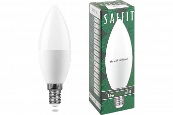 Лампа св/д Saffit свеча С37 E14 15W(1275lm) 2700K 2K матовая 121x37  SBA3715 55203