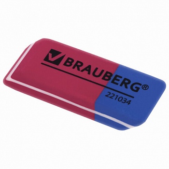 Ластик BRAUBERG "Assistant 80", 41х14х8 мм, красно-синий, прямоугольный, скошенные края, 221034 /80/