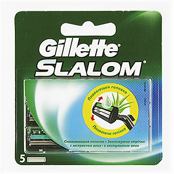 Кассеты Gillette Slalom 5шт зеленые со смаз полоской /10/