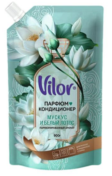 Кондиционер для белья VILOR парфюмированный 900г Мускус и Белый лотос (дой-пак)/6/