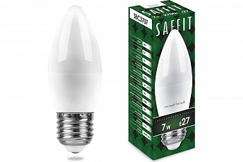 Лампа св/д Saffit свеча С37 E27 7W(560lm) 2700K 2K матовая 100x37  SBA3707 55032