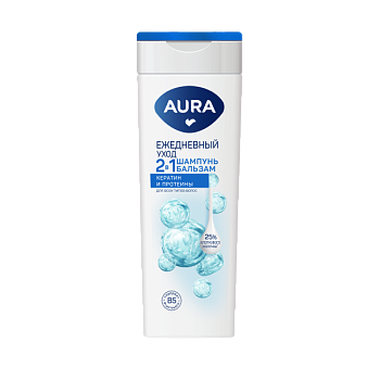 Шампунь для волос AURA 380мл 2в1 Ежедневный уход /8/КОТТОН КЛАБ