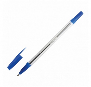 Ручка шариковая STAFF Basic BP-03, СИНЯЯ, корпус прозрачный, узел 1 мм, линия письма 0,5 мм /50/